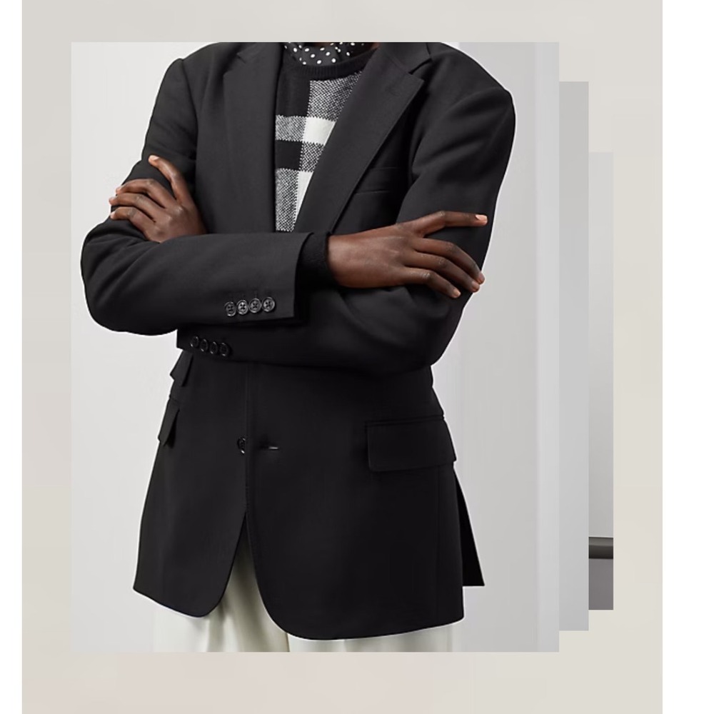 Ralph Lauren Purple Label Collection Odera Wool Blend Blazer Jacket Black Size 8